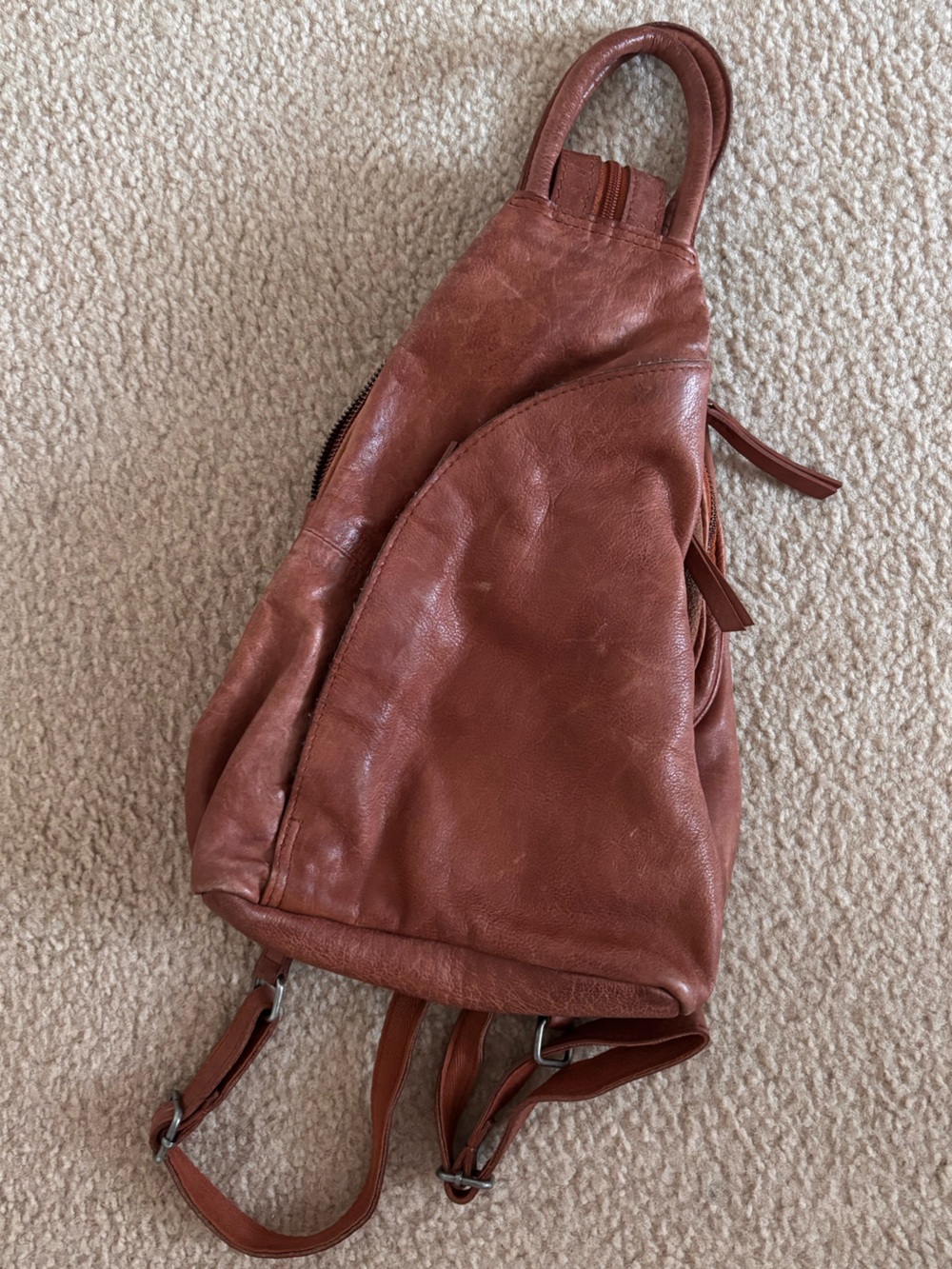We The Free Distressed Leather Backpack in Rust Brown